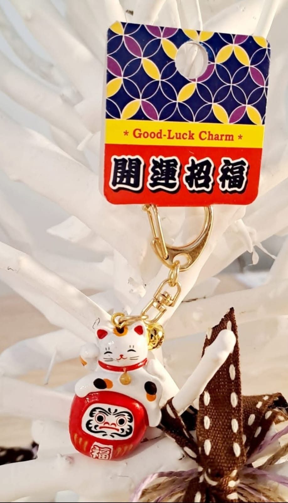 Campanellino con Daruma & Maneki Bianco