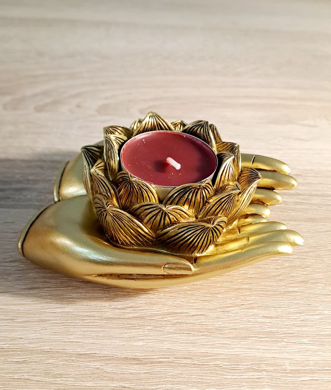 Portacandela mani & fiore di Loto