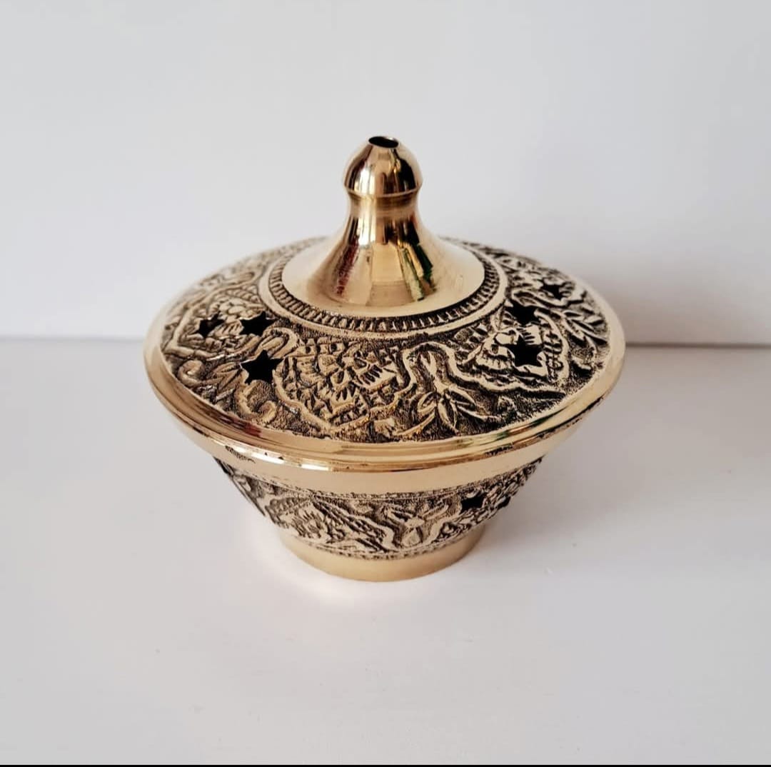 Brucia Incenso ottone con coperchio